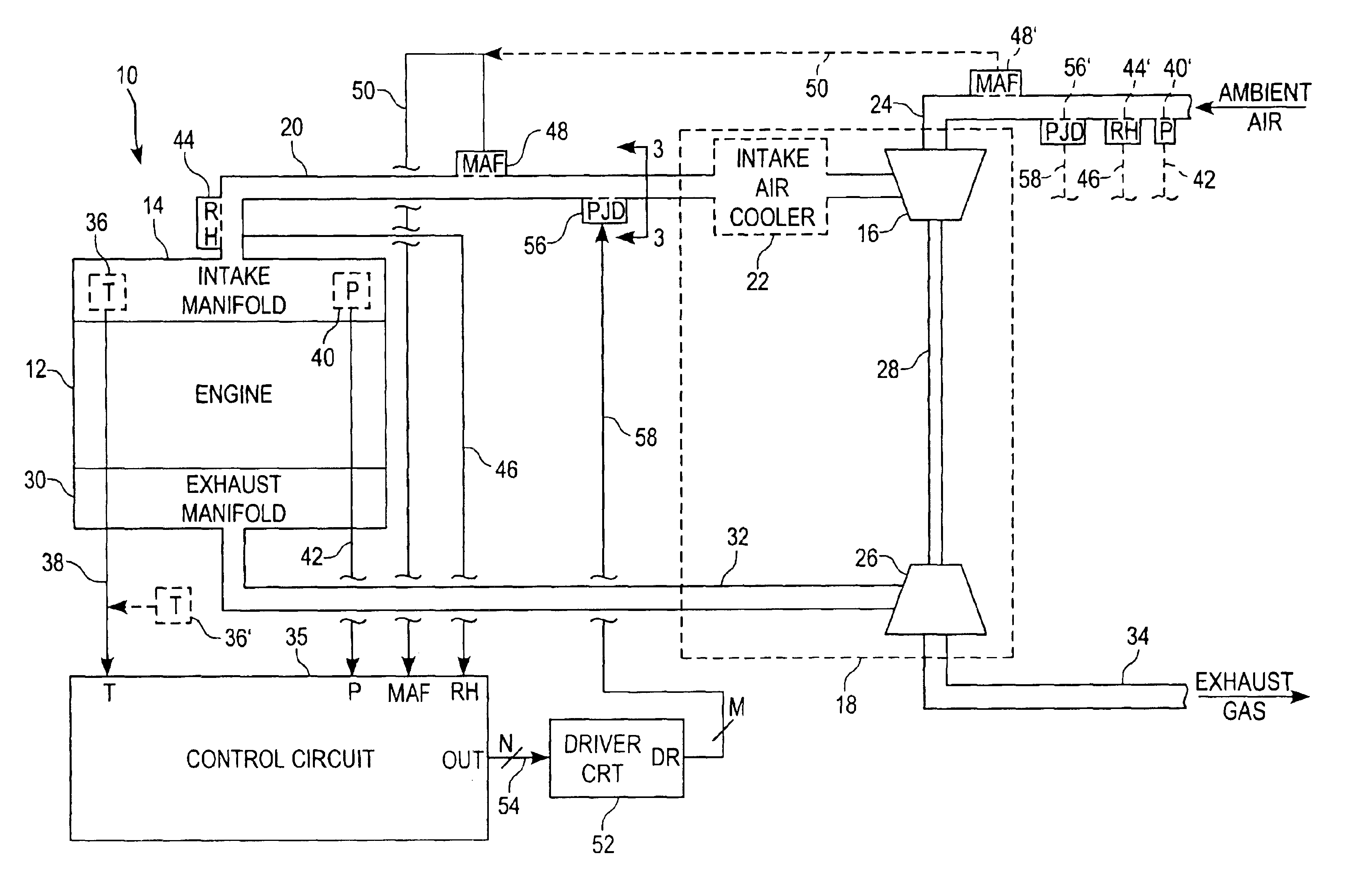 Intake air dehumidification system for an internal combustion engine