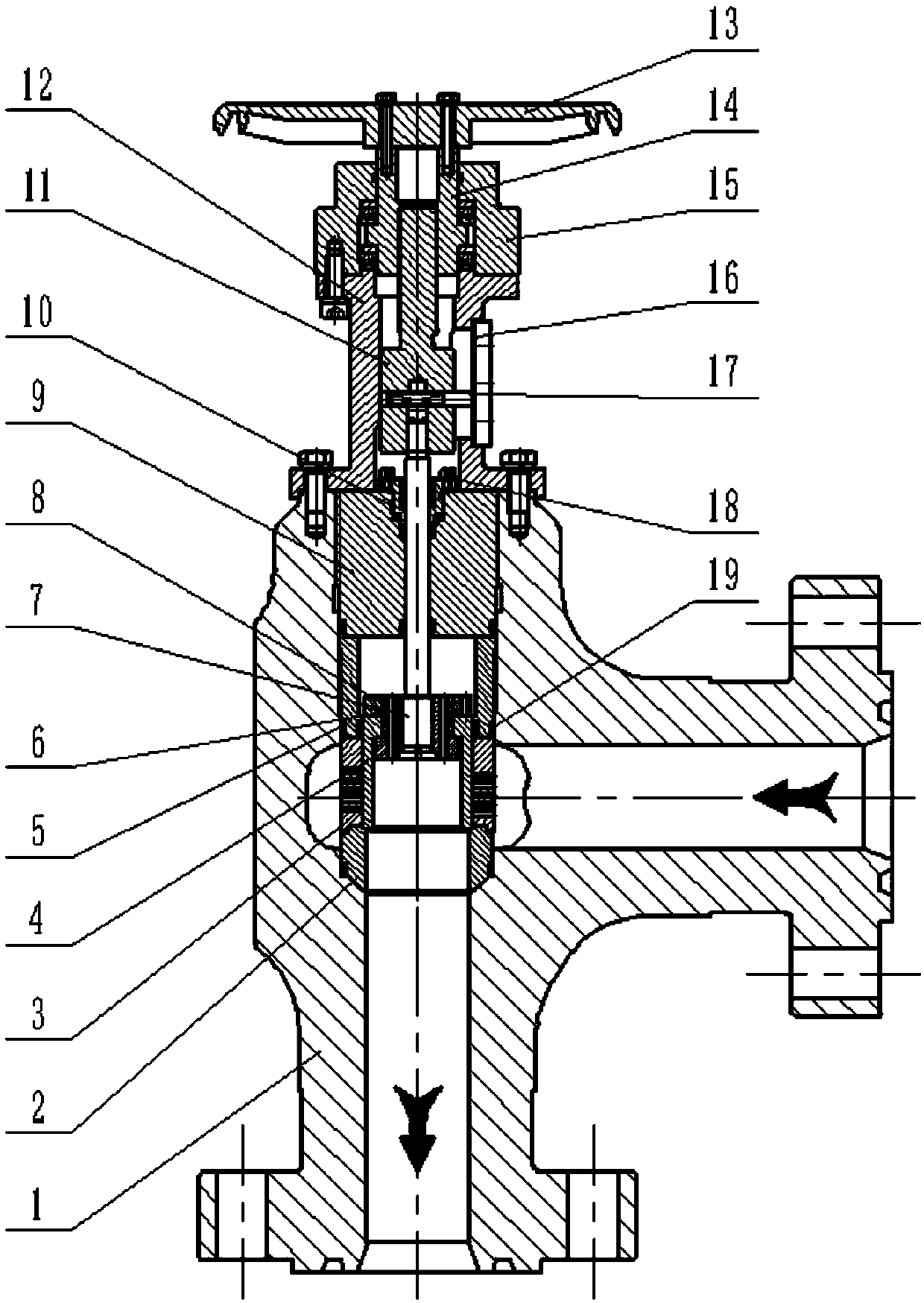 High pressure angle throttle valve