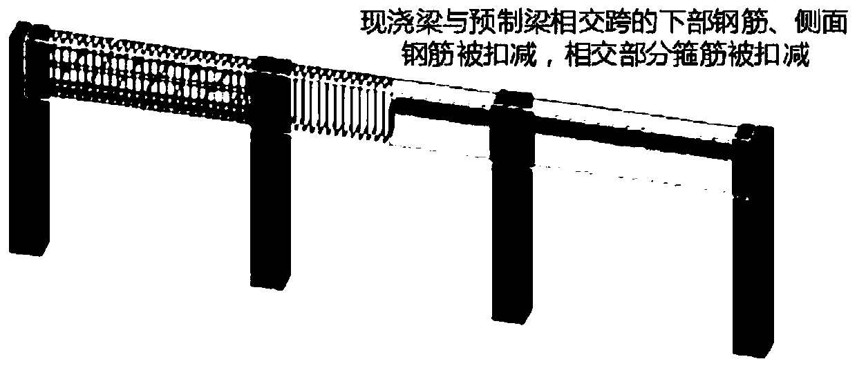 Assembly type precast beam modeling and steel bar measuring and calculating method and system and medium