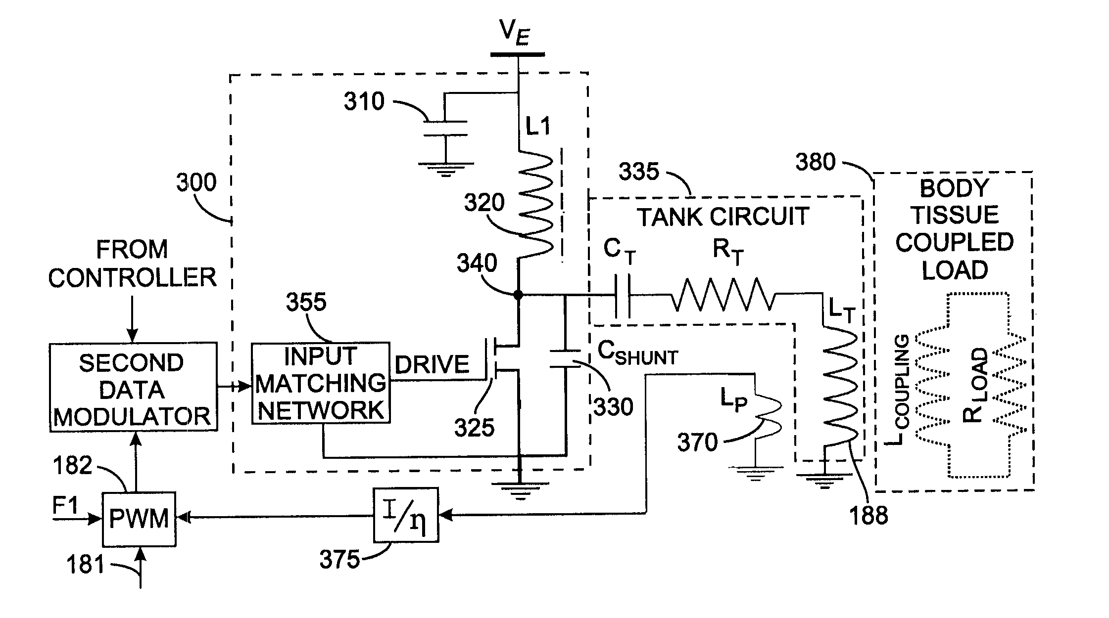 Class-e radio frequency power amplifier with feedback control