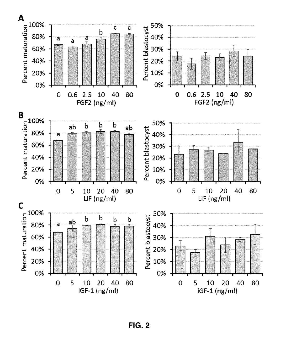 Medium supplement to increase the efficiency of oocyte maturation and embryo culture in vitro