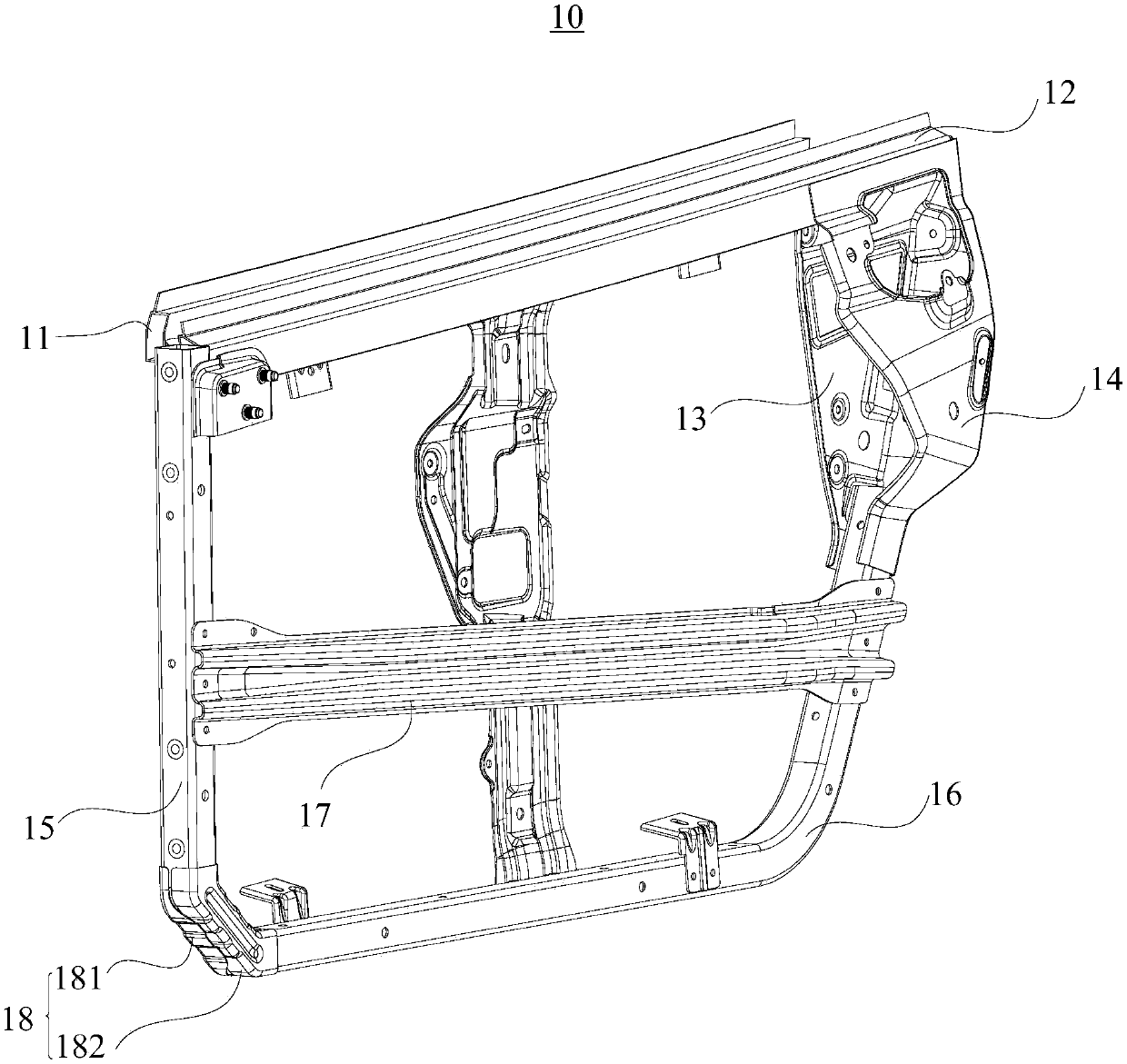Vehicle door frame assembly of new energy automobile and new energy automobile