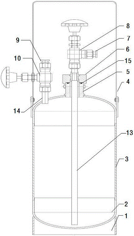 Multifunctional liquid sampling and storing steel cylinder of novel sealing structure