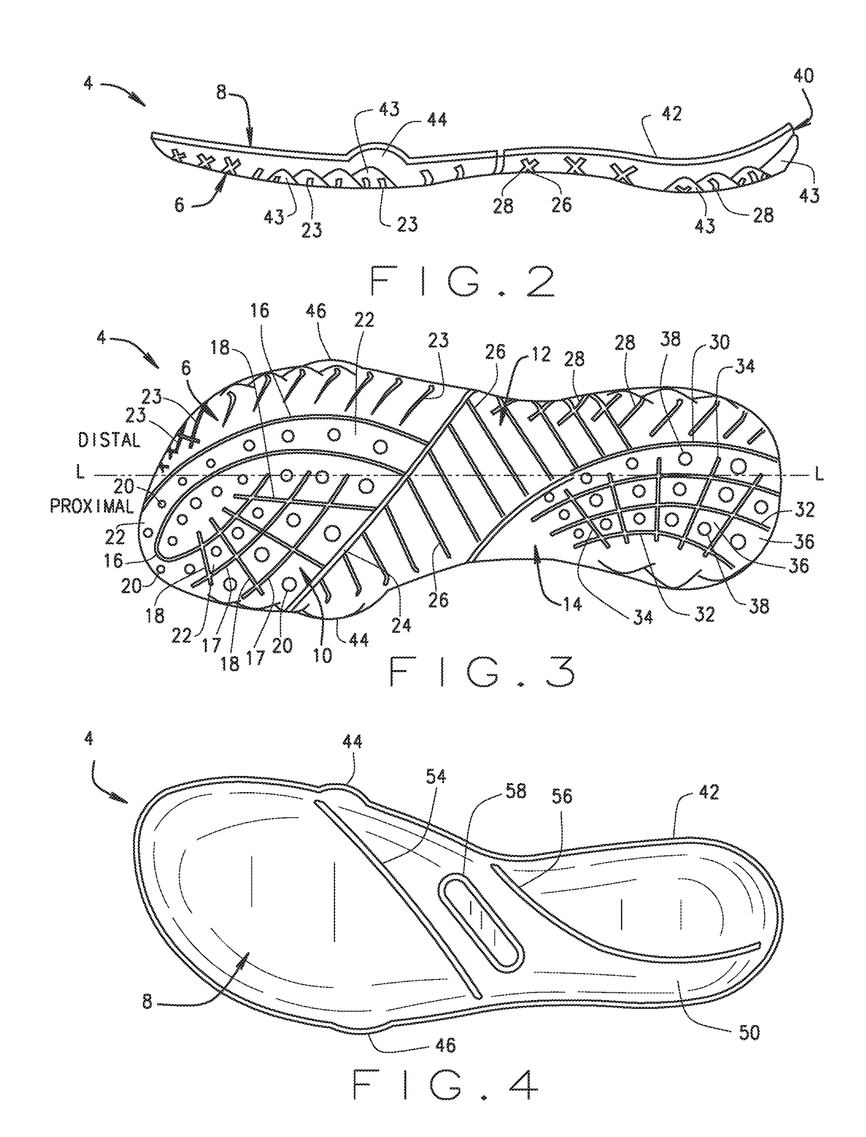 Three layer shoe construction with improved cushioning, breathability, flexibility and water displacement