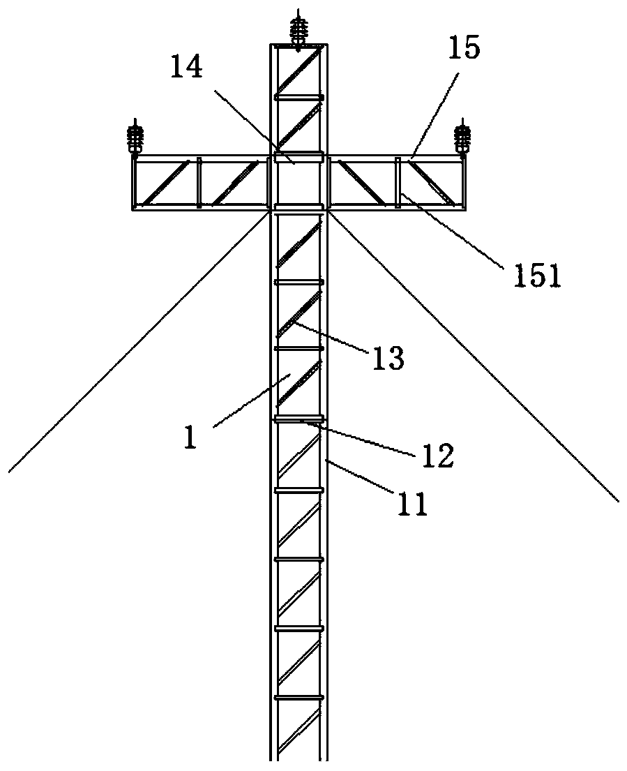 Combined self-supporting pole for emergency repair of medium and low voltage power distribution network and construction method thereof