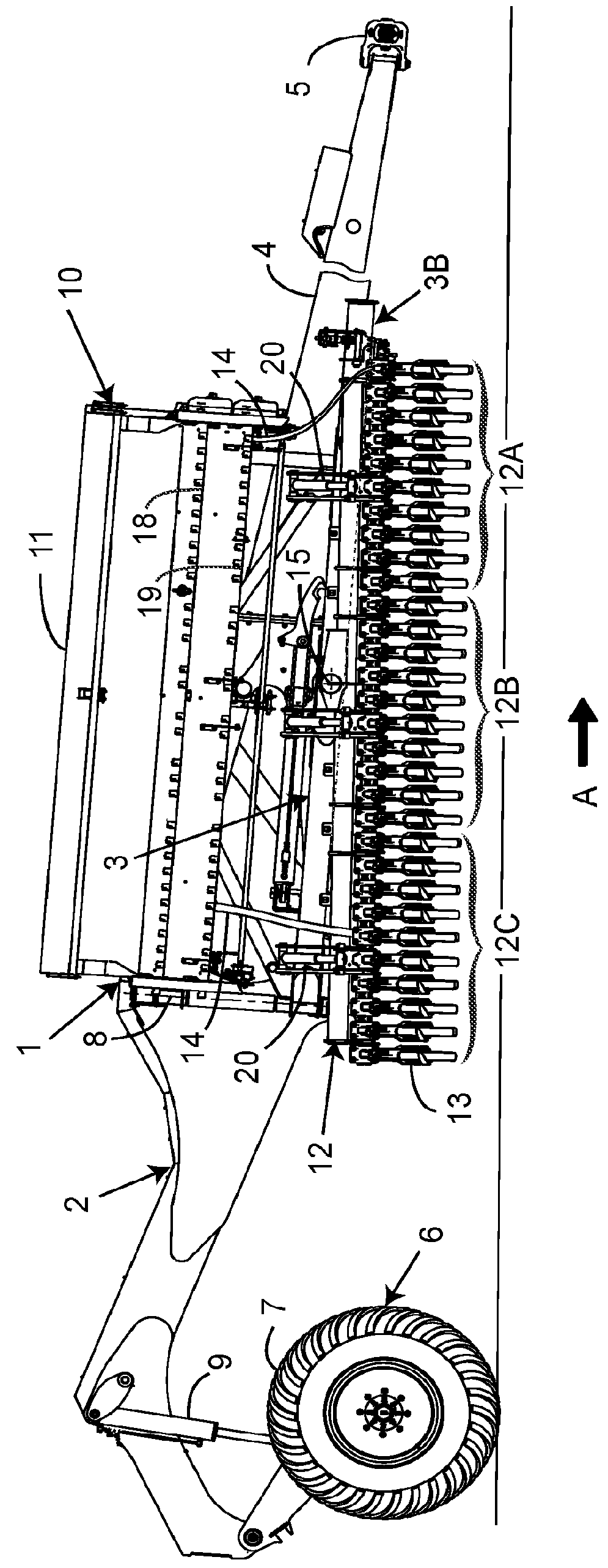 Agricultural machine with at least one articulated seeder bar