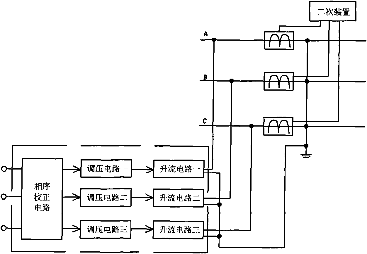 Three-phase heavy current generator for detecting current transformer on power line