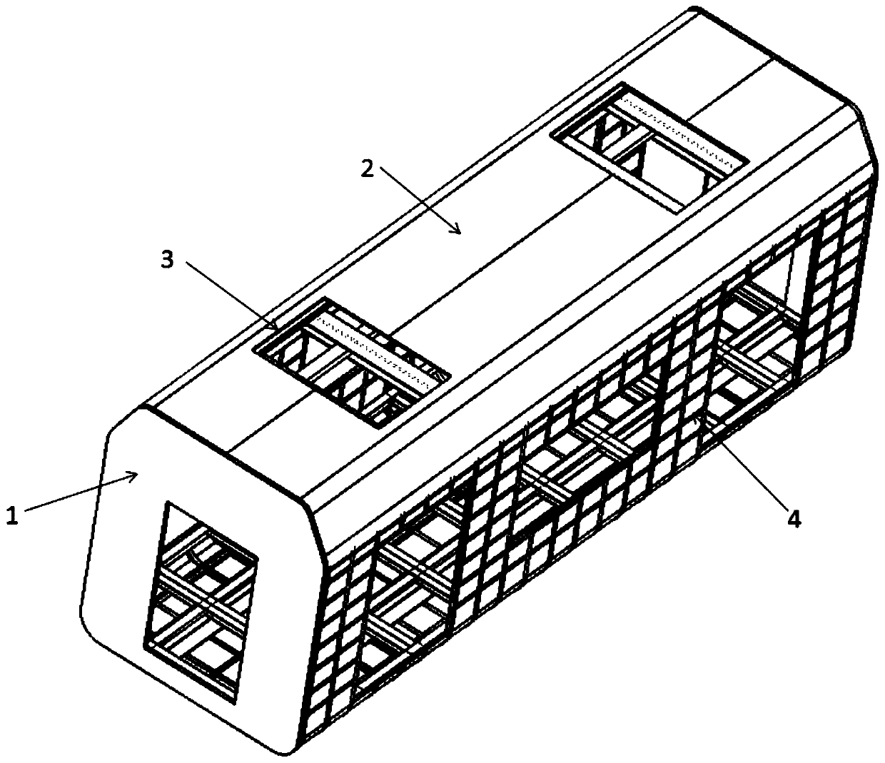 Low-cost carbon fiber composite empty rail car body and its manufacturing process