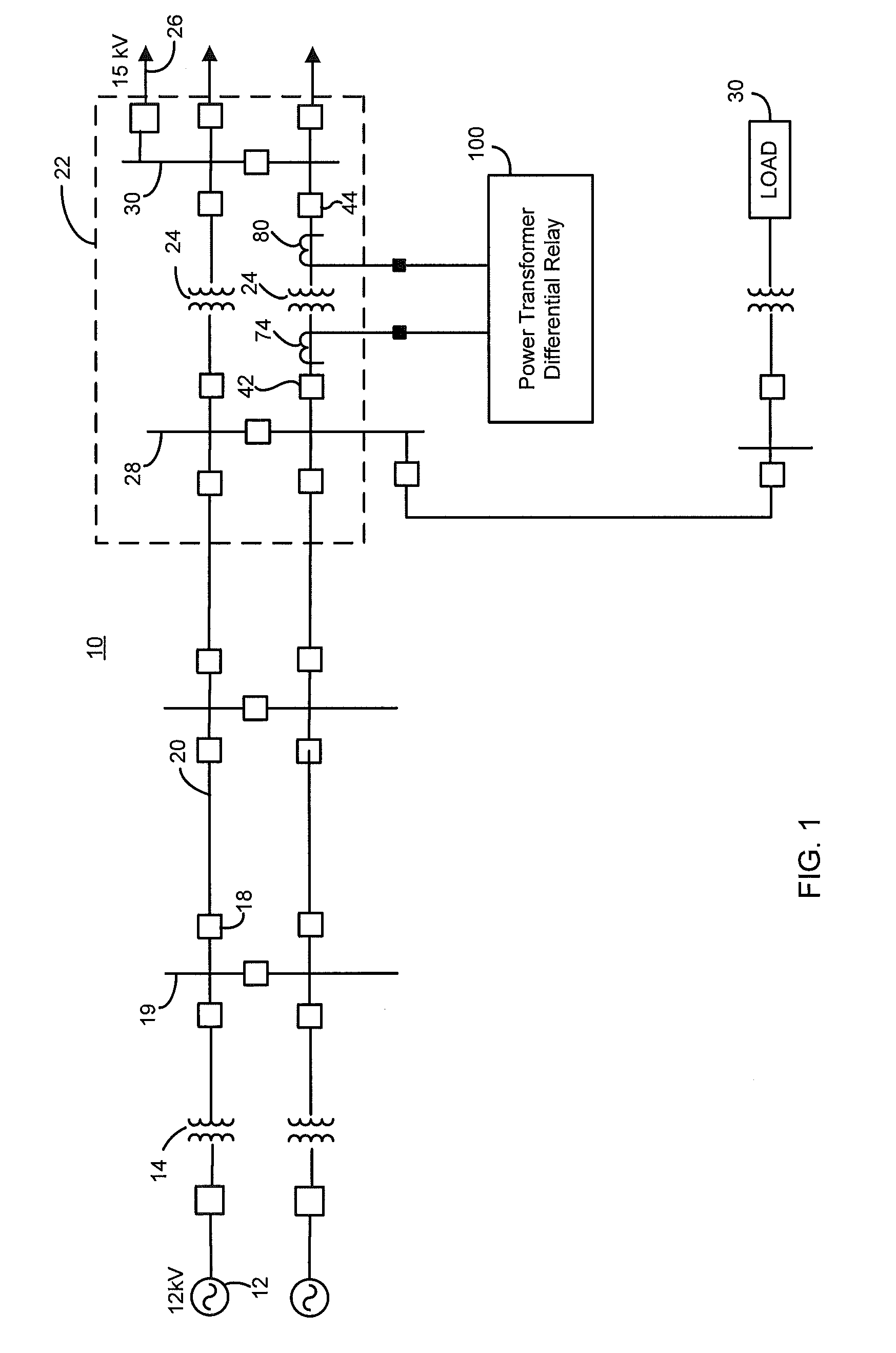 Apparatus and method for compensating secondary currents used in differential protection to correct for a phase shift introduced between high voltage and low voltage transformer windings