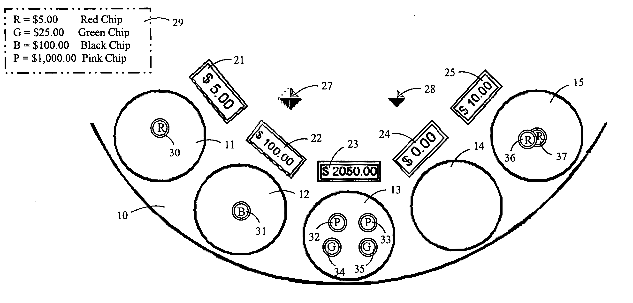 Method and apparatus for verifying players' bets on a gaming table