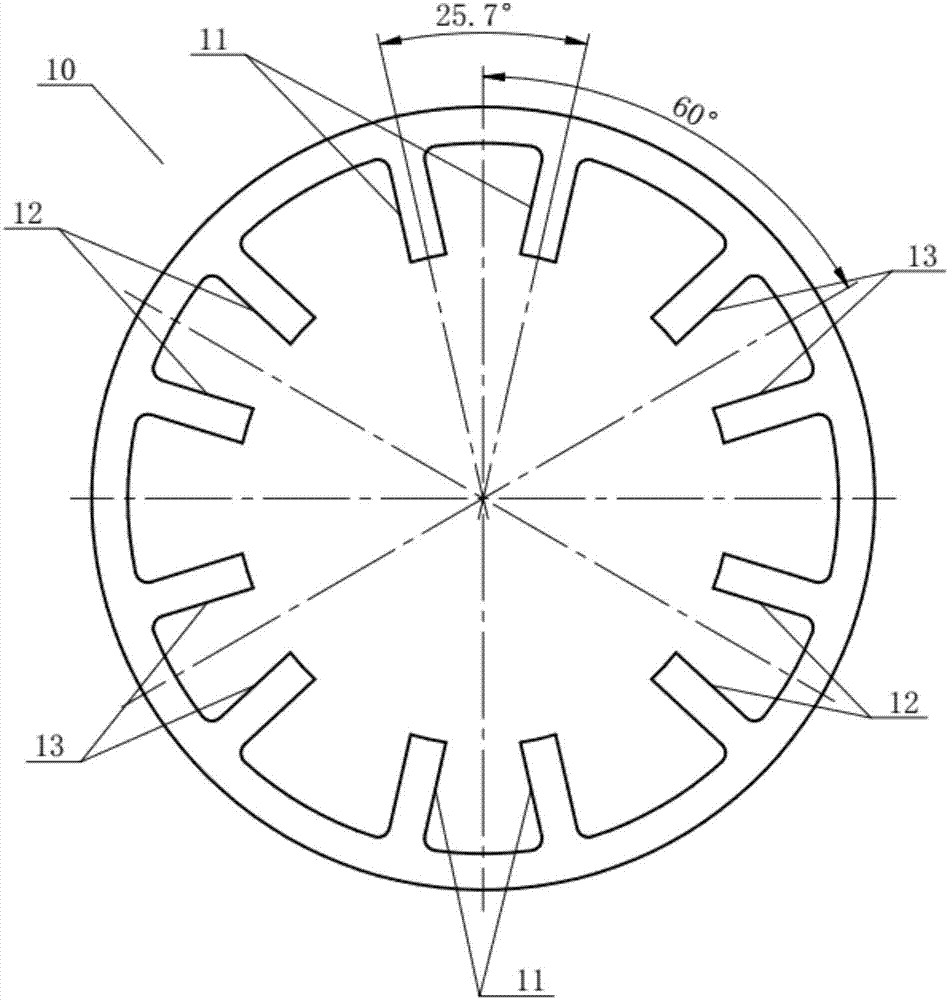 Stator iron core with all phases of salient poles in concentrated arrangement and motor with all phases of salient poles in concentrated arrangement