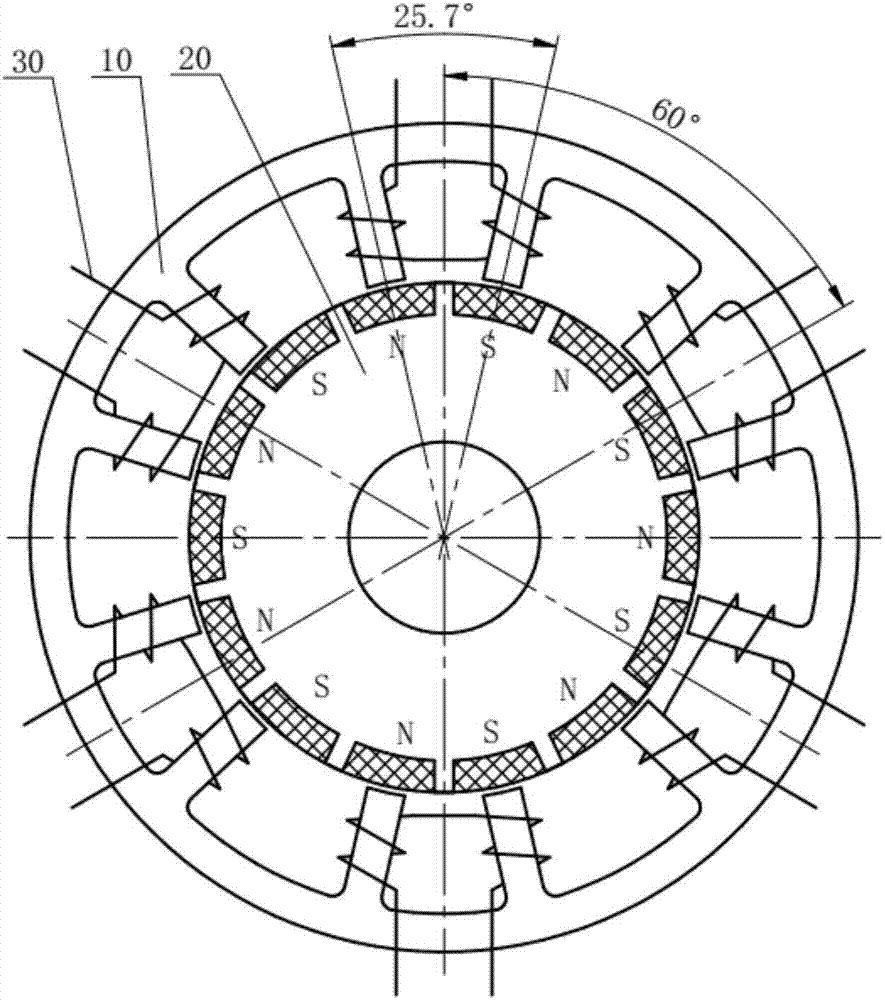Stator iron core with all phases of salient poles in concentrated arrangement and motor with all phases of salient poles in concentrated arrangement