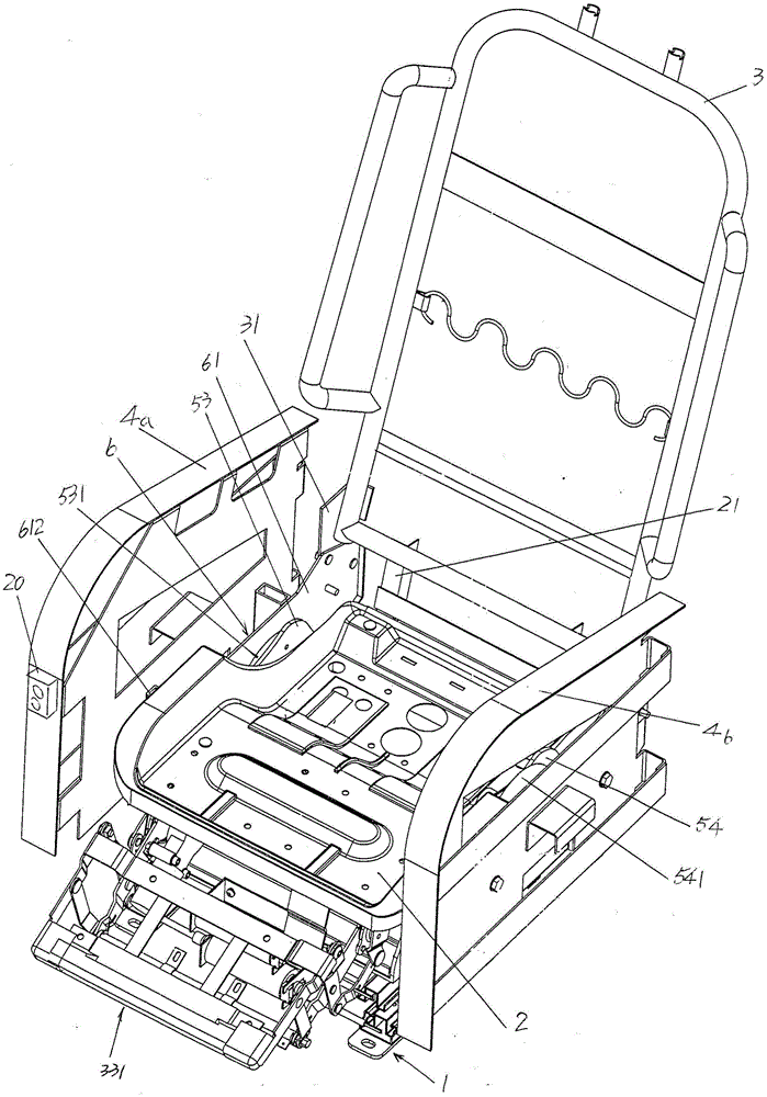 Deck-chair-type automobile seat frame driven by planetary gears