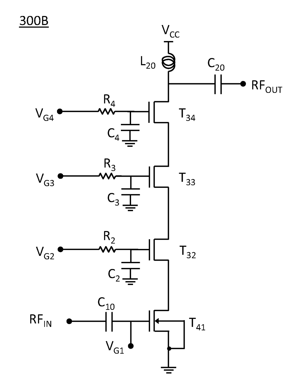 Body tie optimization for stacked transistor amplifier