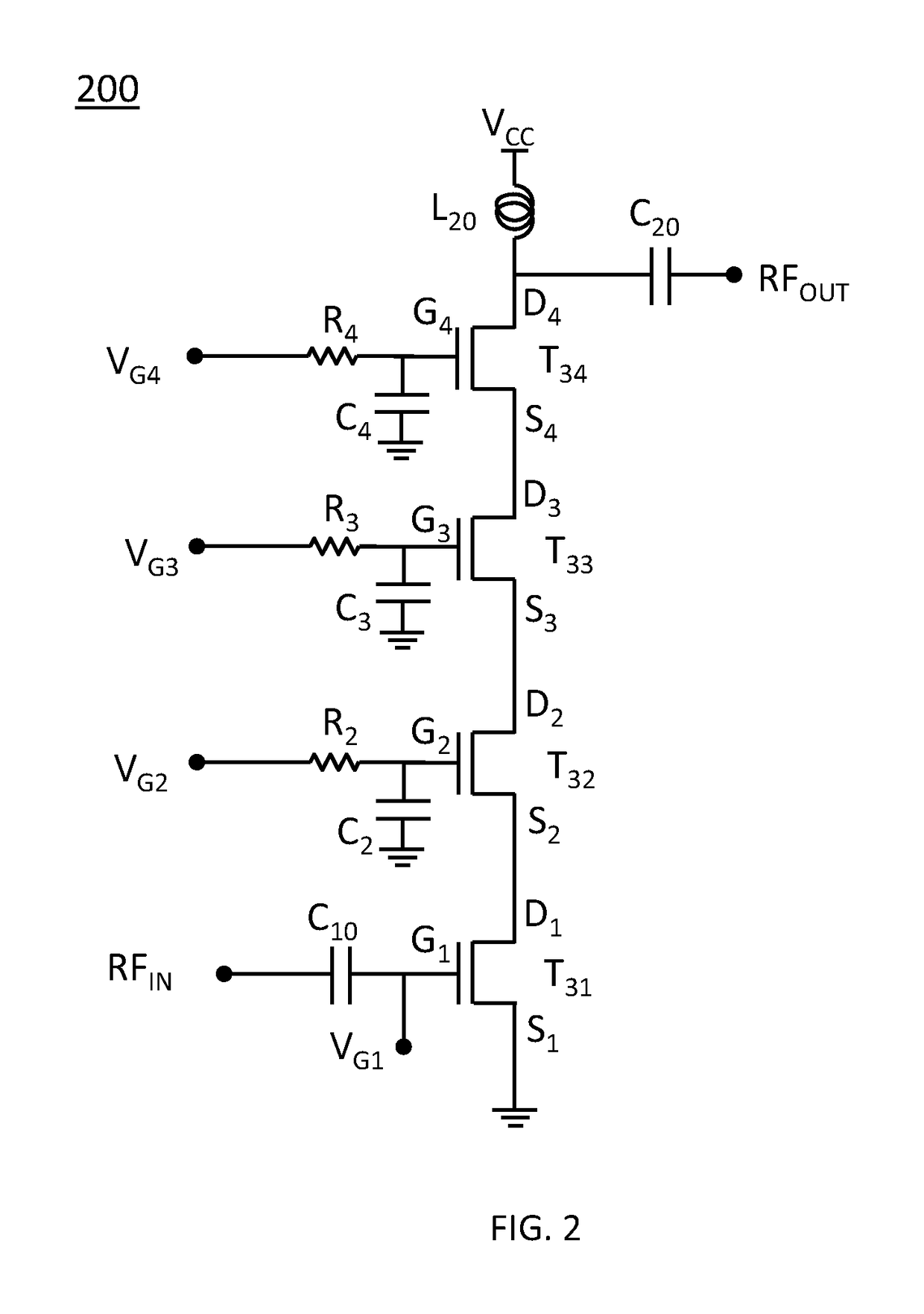 Body tie optimization for stacked transistor amplifier