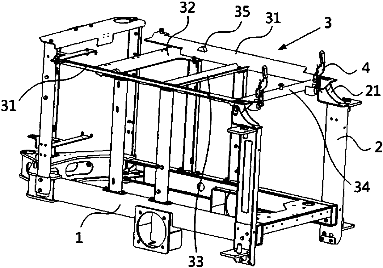 Load bearing structure, road sweeper and assembling and disassembling method of power system