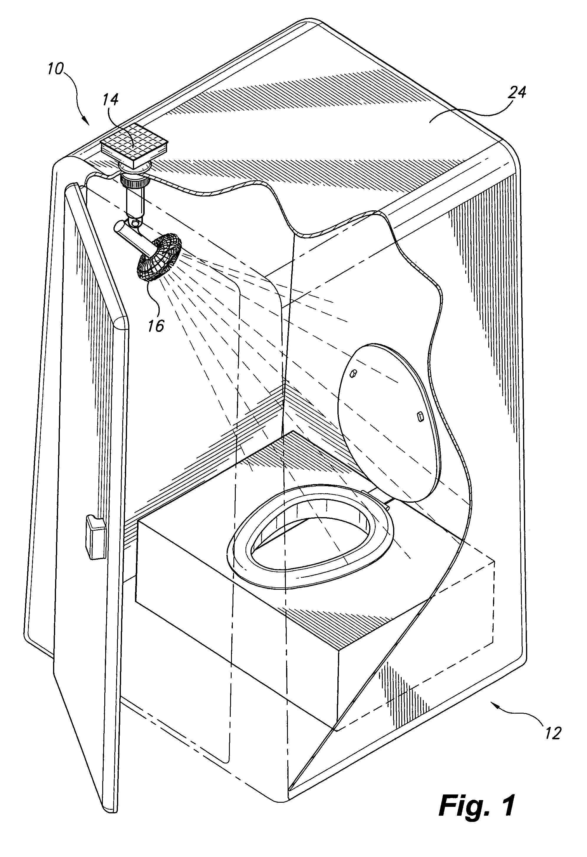 Solar powered fan for portable enclosure