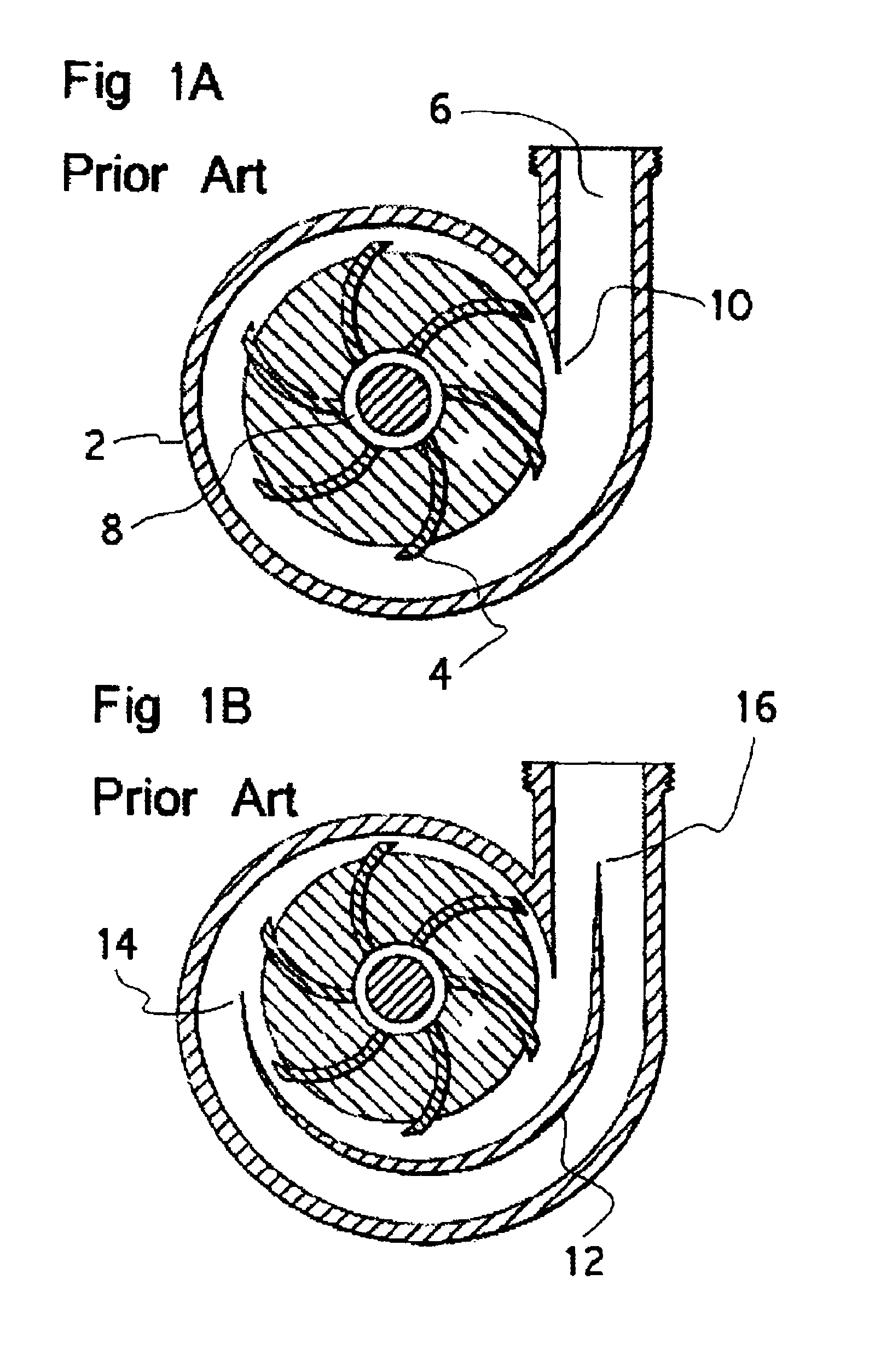 Centrifugal blood pumps with reverse flow washout