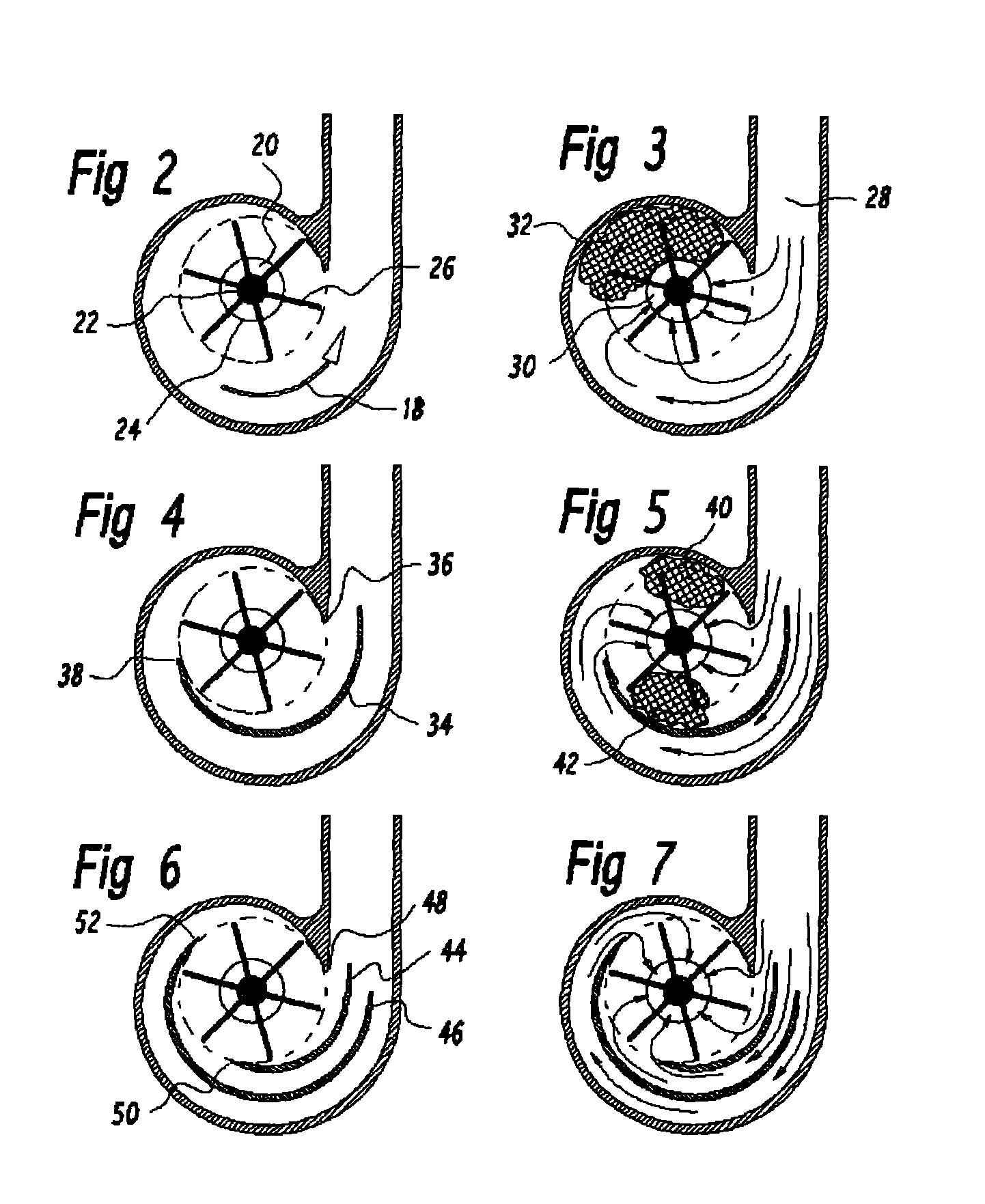 Centrifugal blood pumps with reverse flow washout