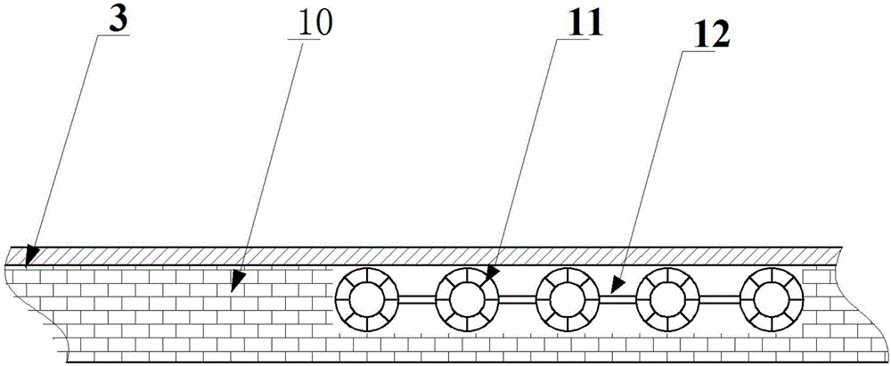 Waste heat recycling device and system filled with heat conduction materials and used for grate cooler