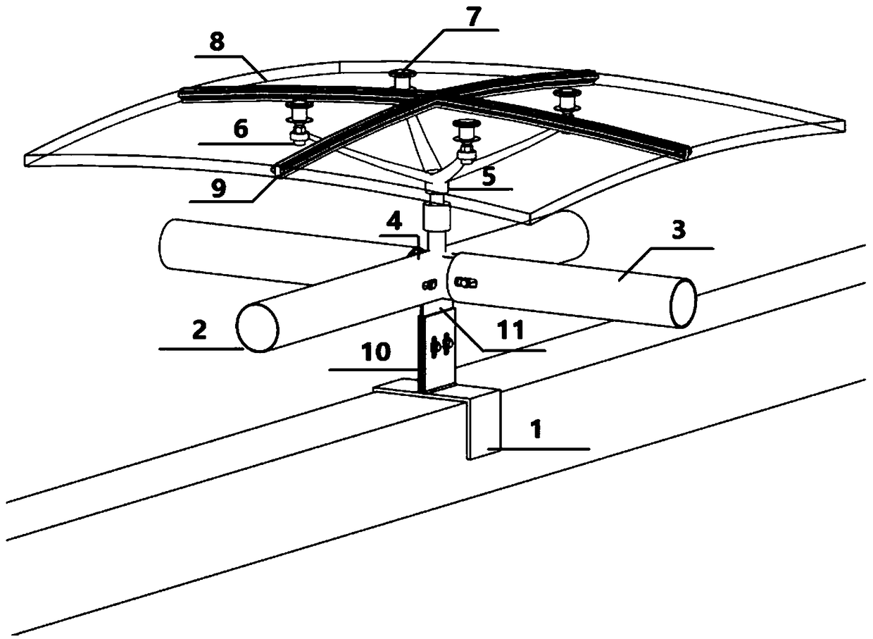 A five-level adjustment system for curved curtain wall support