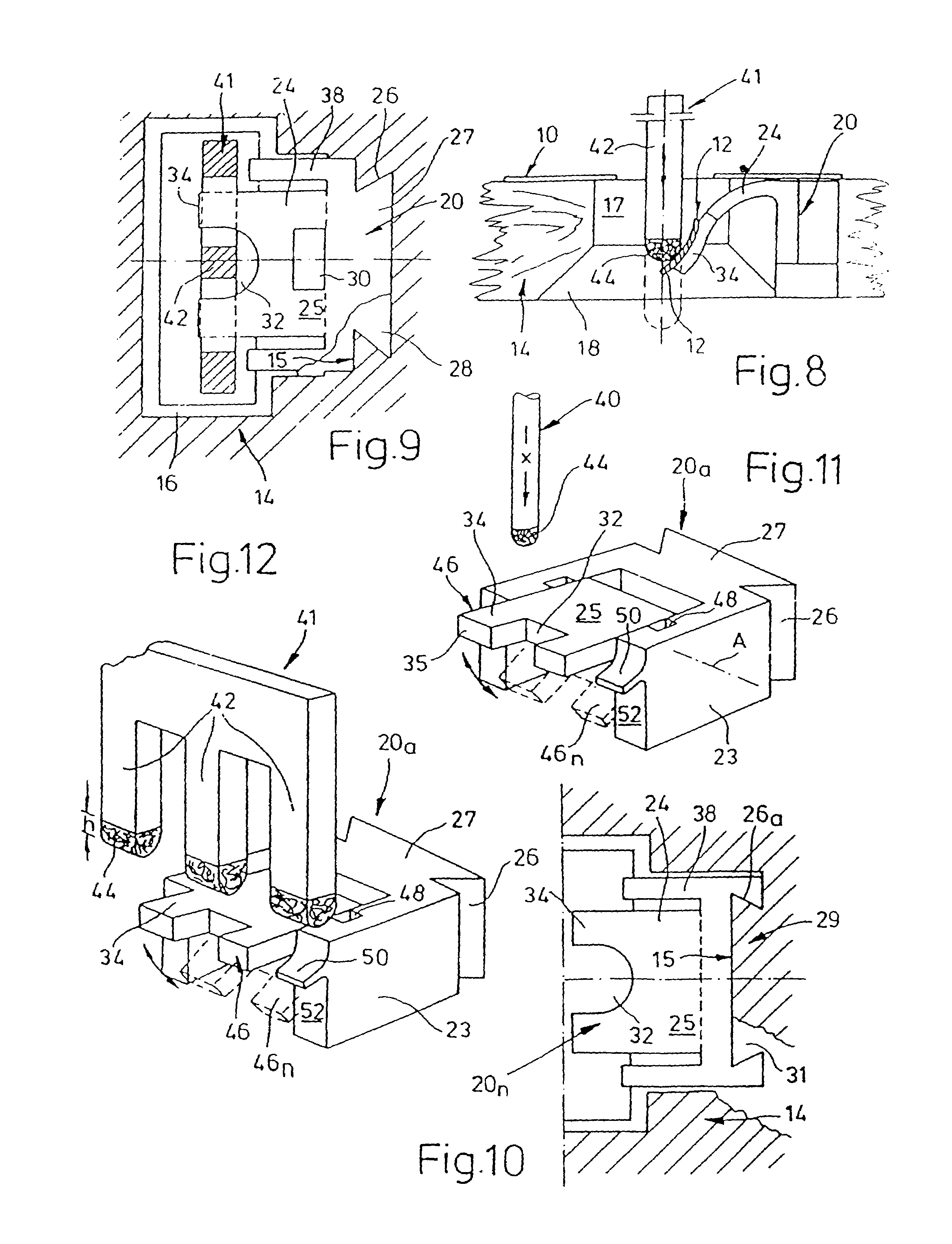 Device for removing break-off components from a sheet of material or equivalent