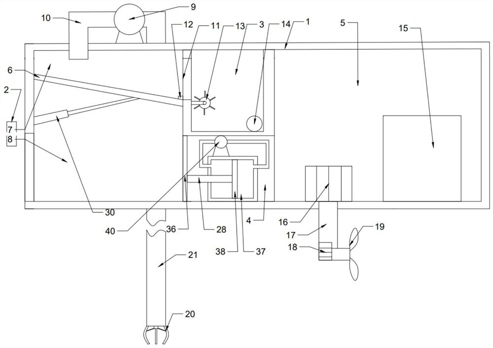 A fish pond bottom dredging device for marine fish farming