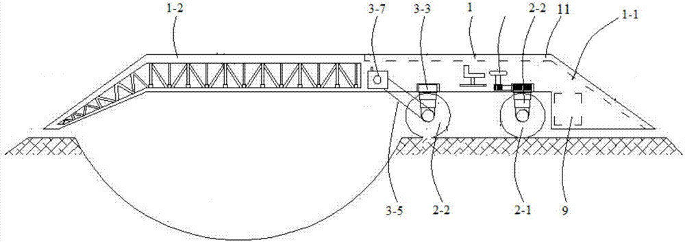 Motorized highway tunnel inverted arch construction trestle car
