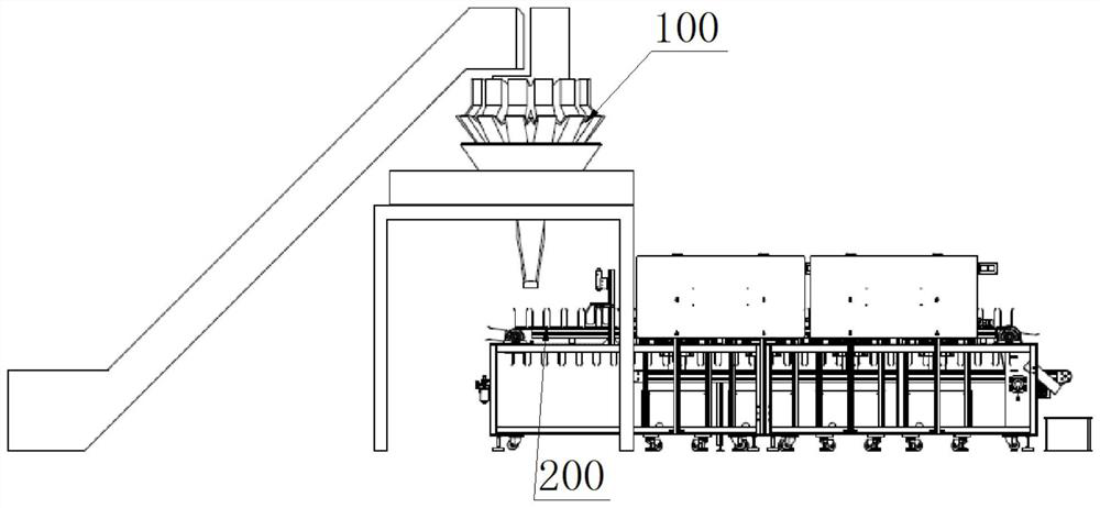 An automatic packaging equipment for eight-side-sealed stand-up pouches