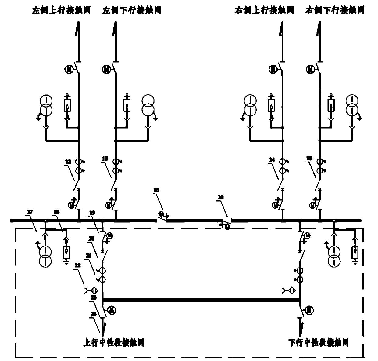 Section post structure applied to alternating-current double-tracked electrified railway bilateral power supply mode