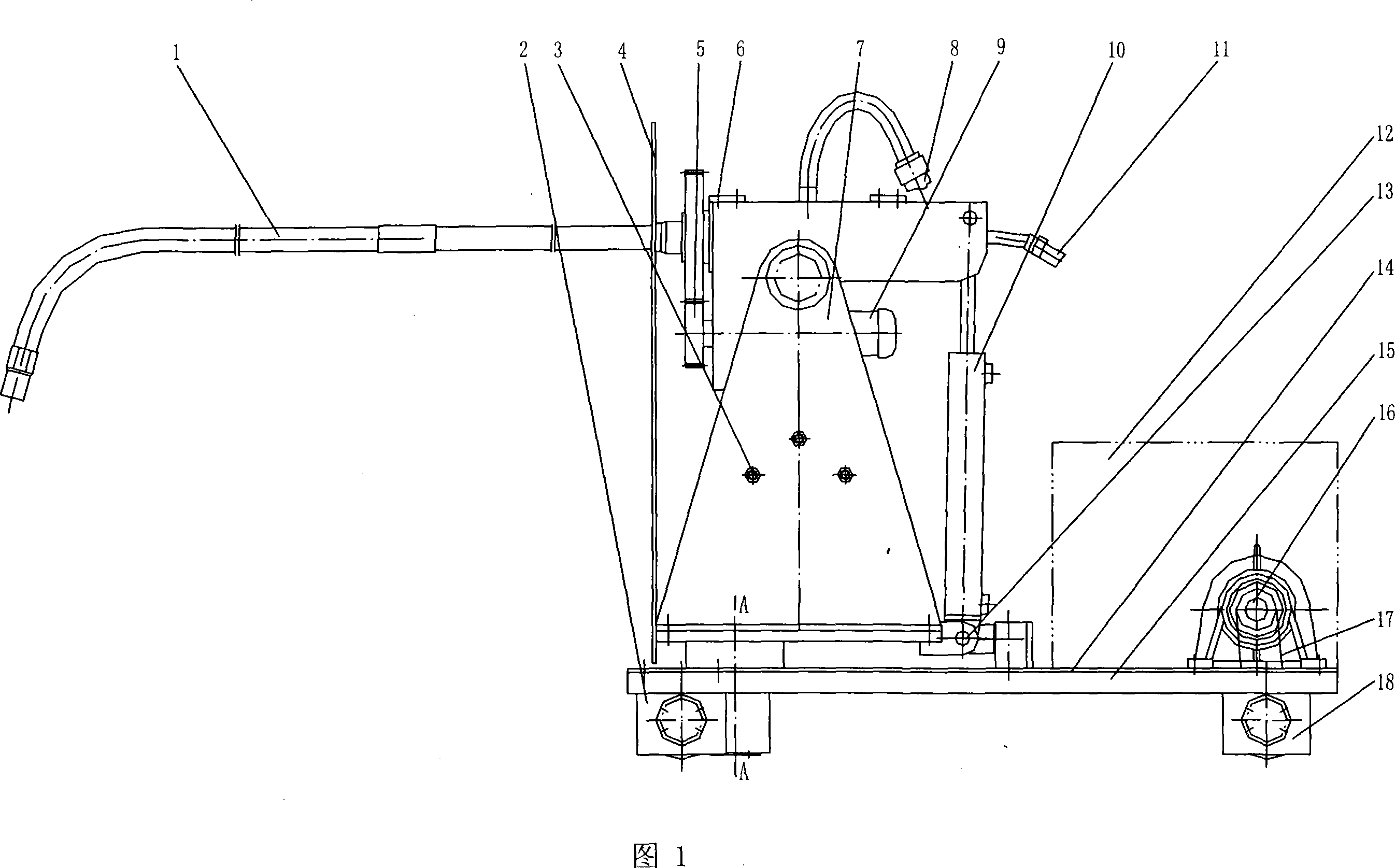 Horizontal flame gunning machine