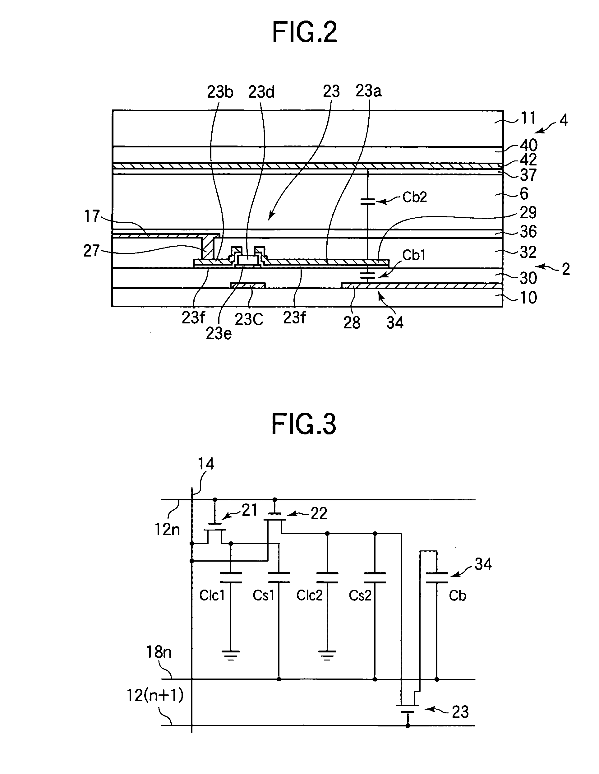 LCD device comprising an overlap between the first and second buffer capacitance electrodes