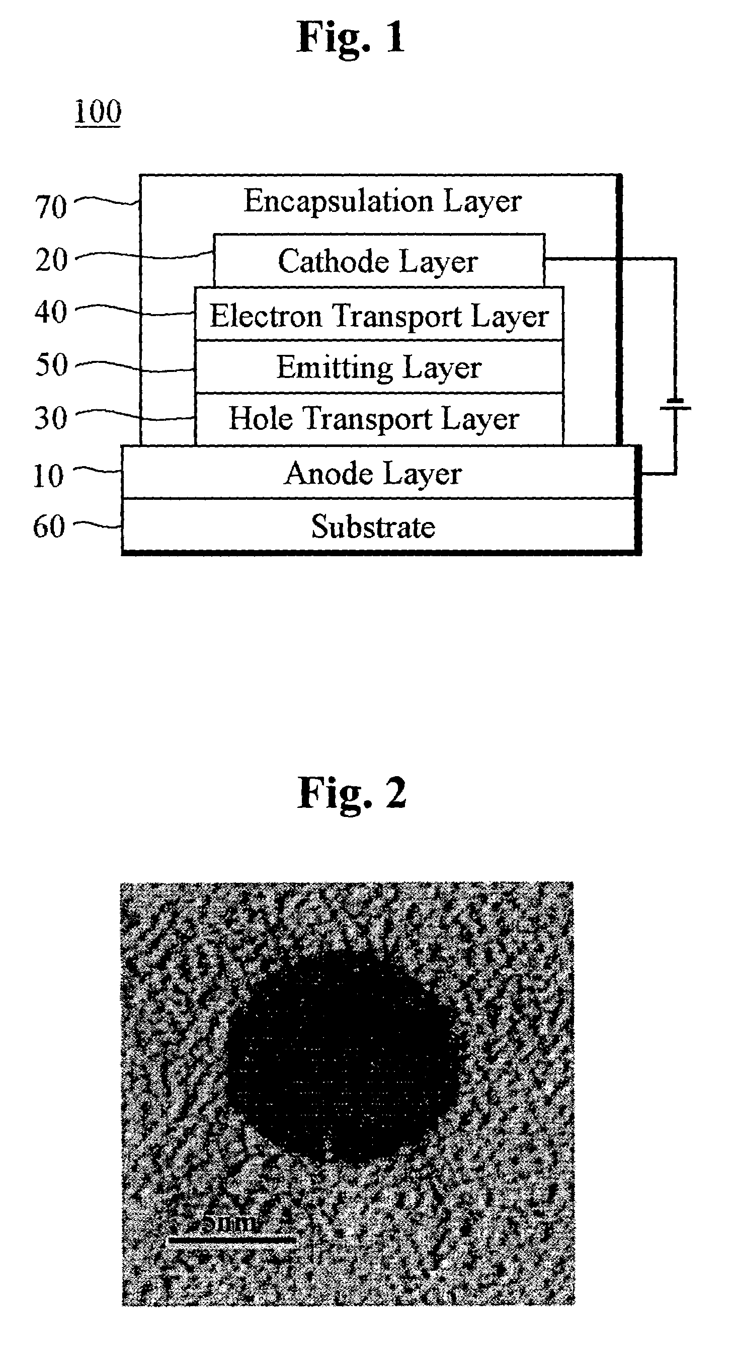 Polymeric electroluminescent device using an emitting layer of nanocomposites