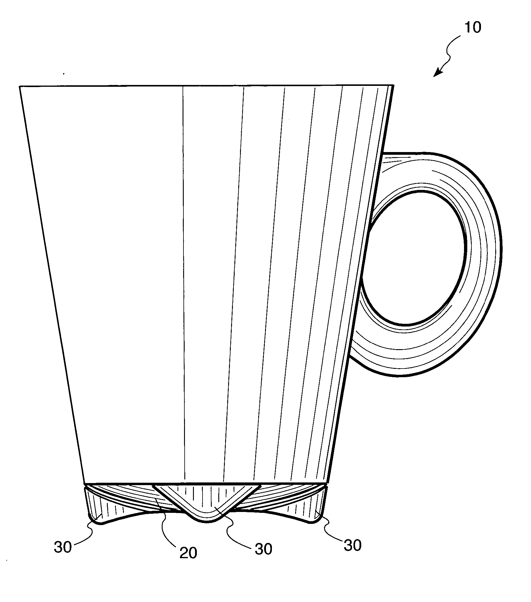 Water shedding designs for receptacle bottoms