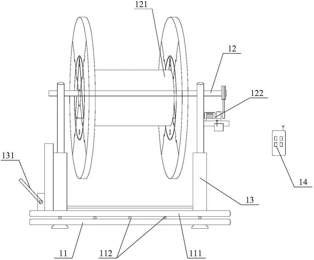 Rotating disc type cable backwinding device