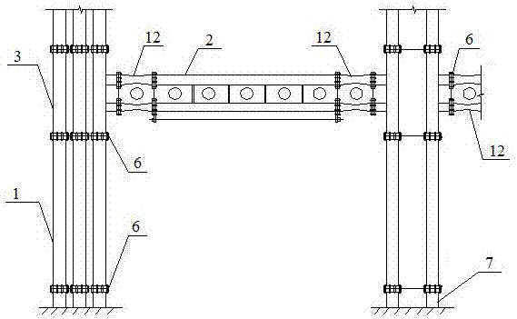 Composite frame system with beam column flanges being made of steel pipe concrete and construction method