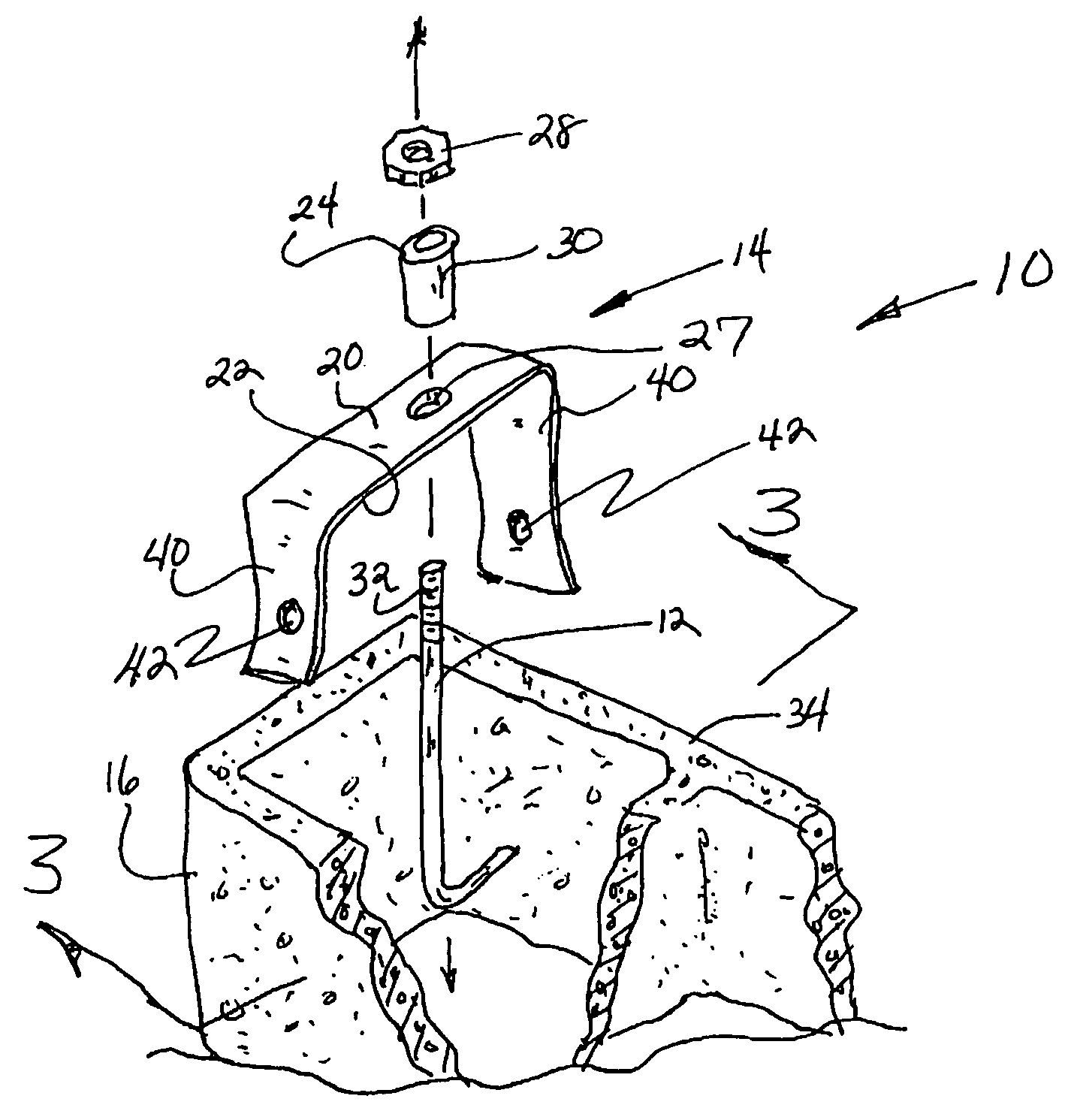 Anchoring framework to a masonry wall