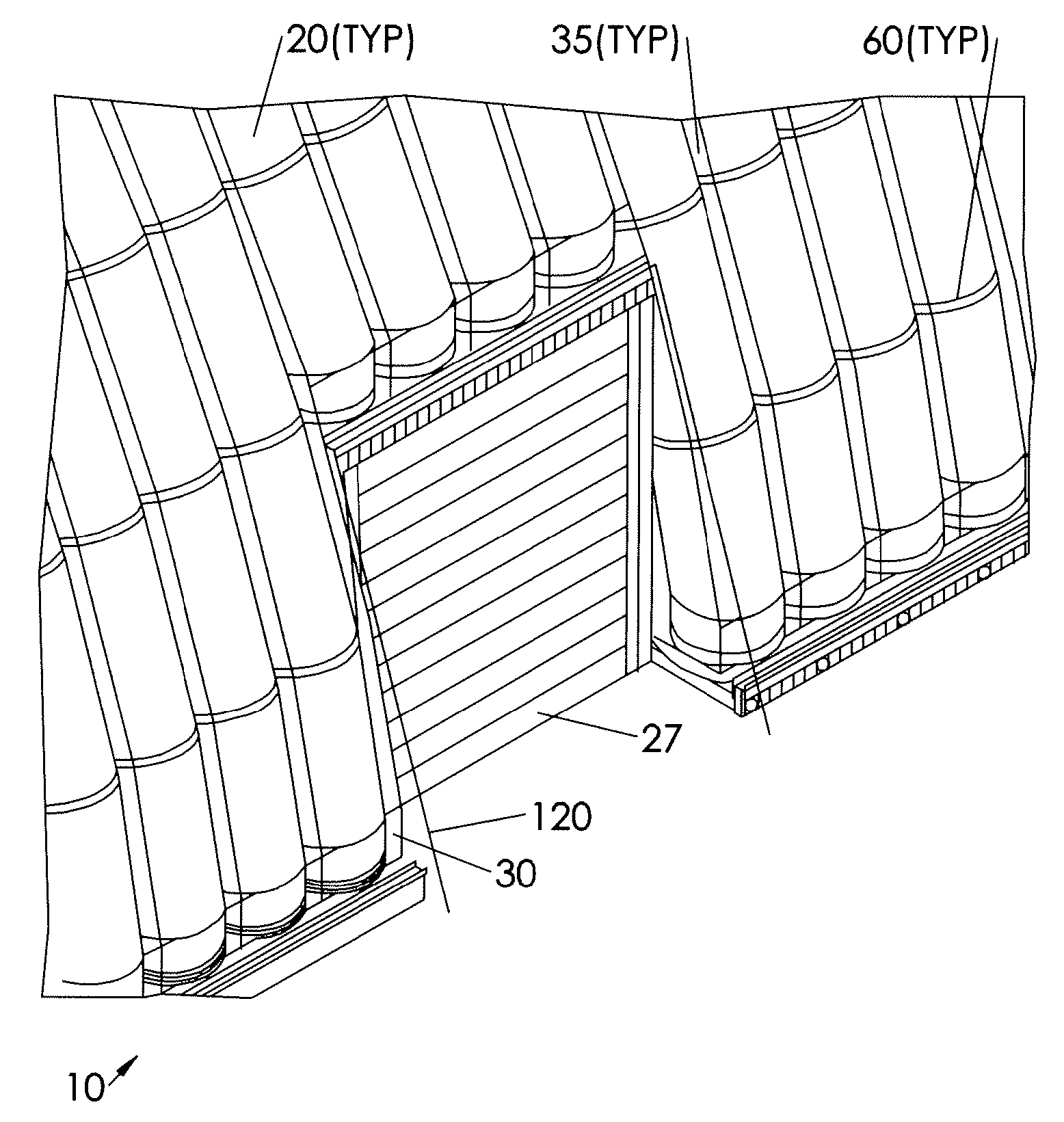 Air Beam with Stiffening Members and Air Beam Structure