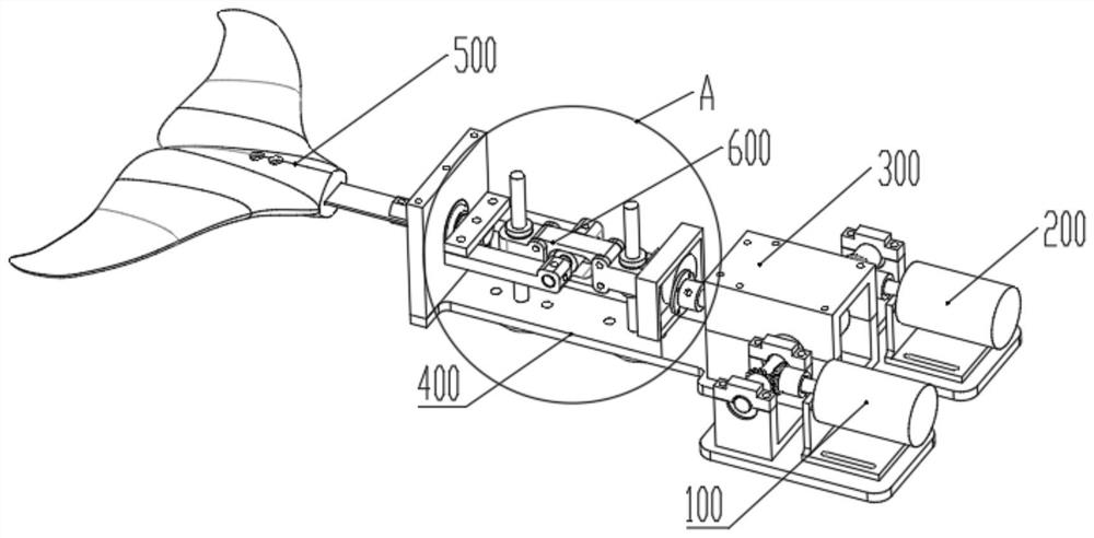 Bionic fishtail dual-drive device and bionic fishtail structure