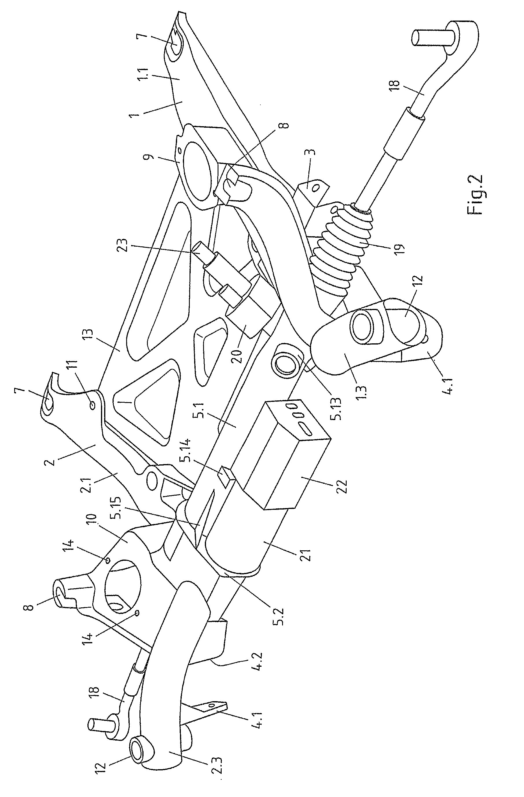 Front axle support having an integrated steering gear housing