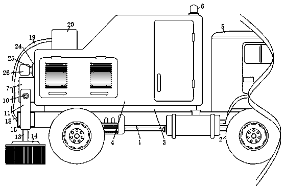 Environment-friendly road cleaning vehicle with adjustable cleaning range