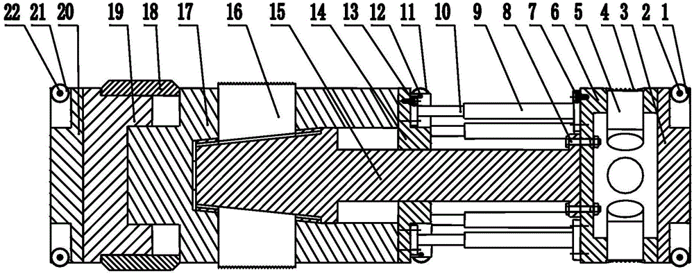 Internal-expansion type hydraulic boosting plugging device for submarine pipeline