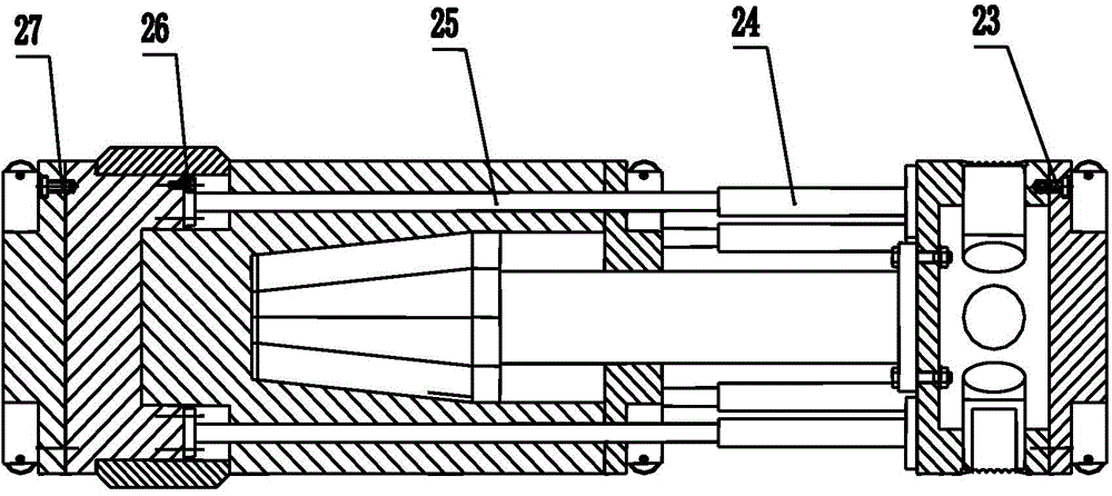 Internal-expansion type hydraulic boosting plugging device for submarine pipeline