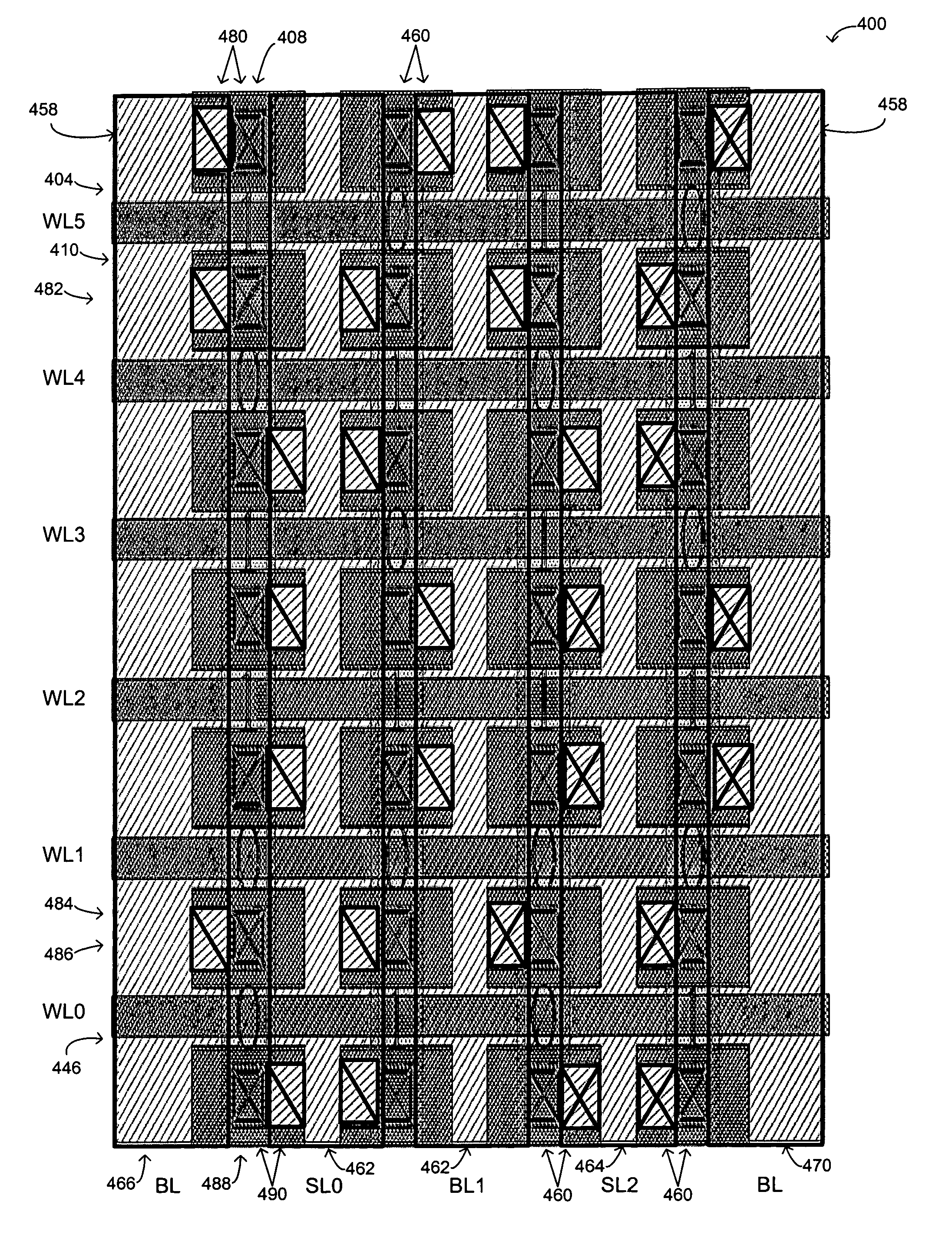Methods and apparatuses for a ROM memory array having a virtually grounded line