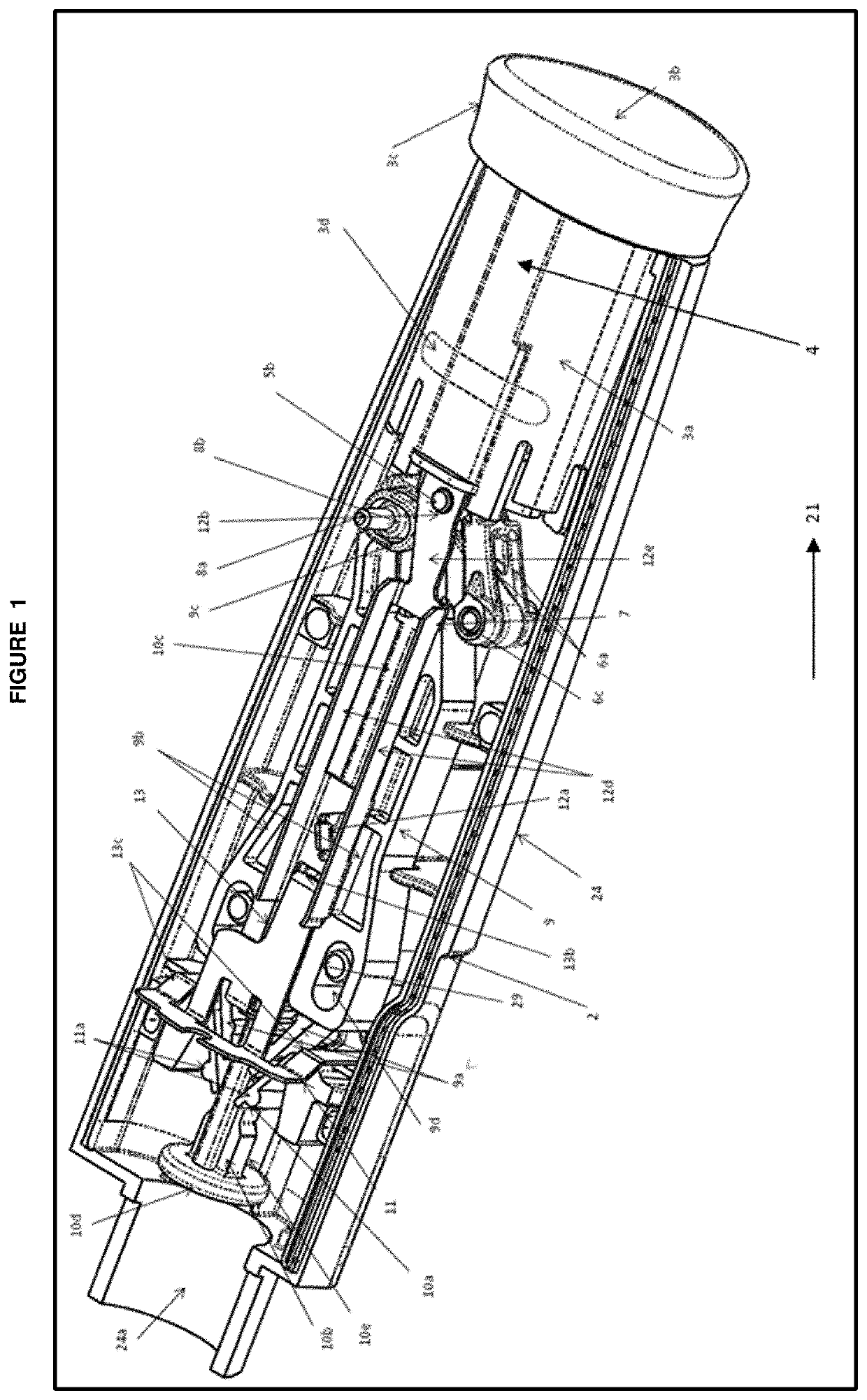 Pen injector with drive member and reducer arm set