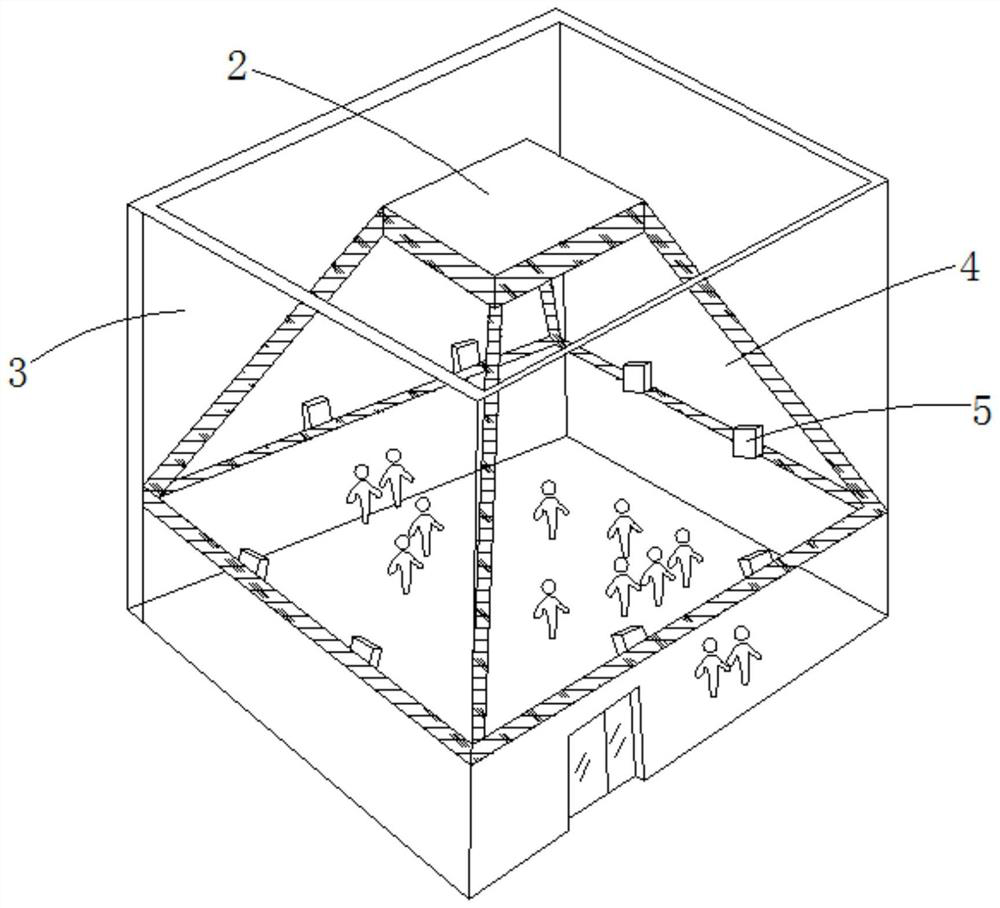 Wall cavern immersion type projection device and projection method