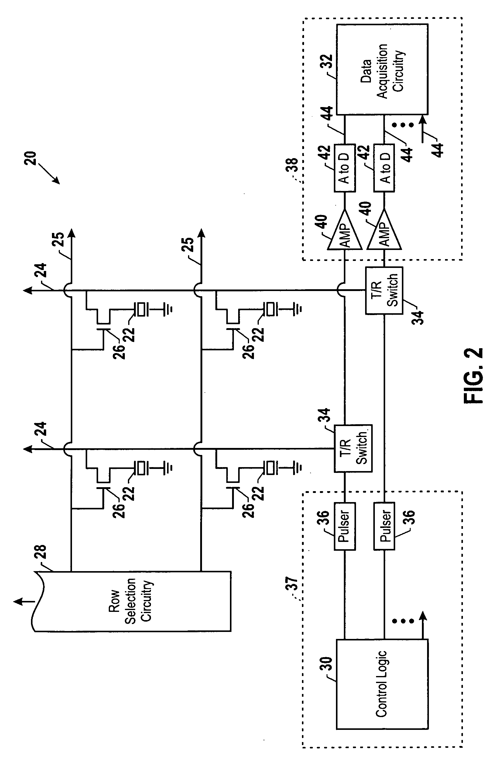 Systems and methods for operating a two-dimensional transducer array