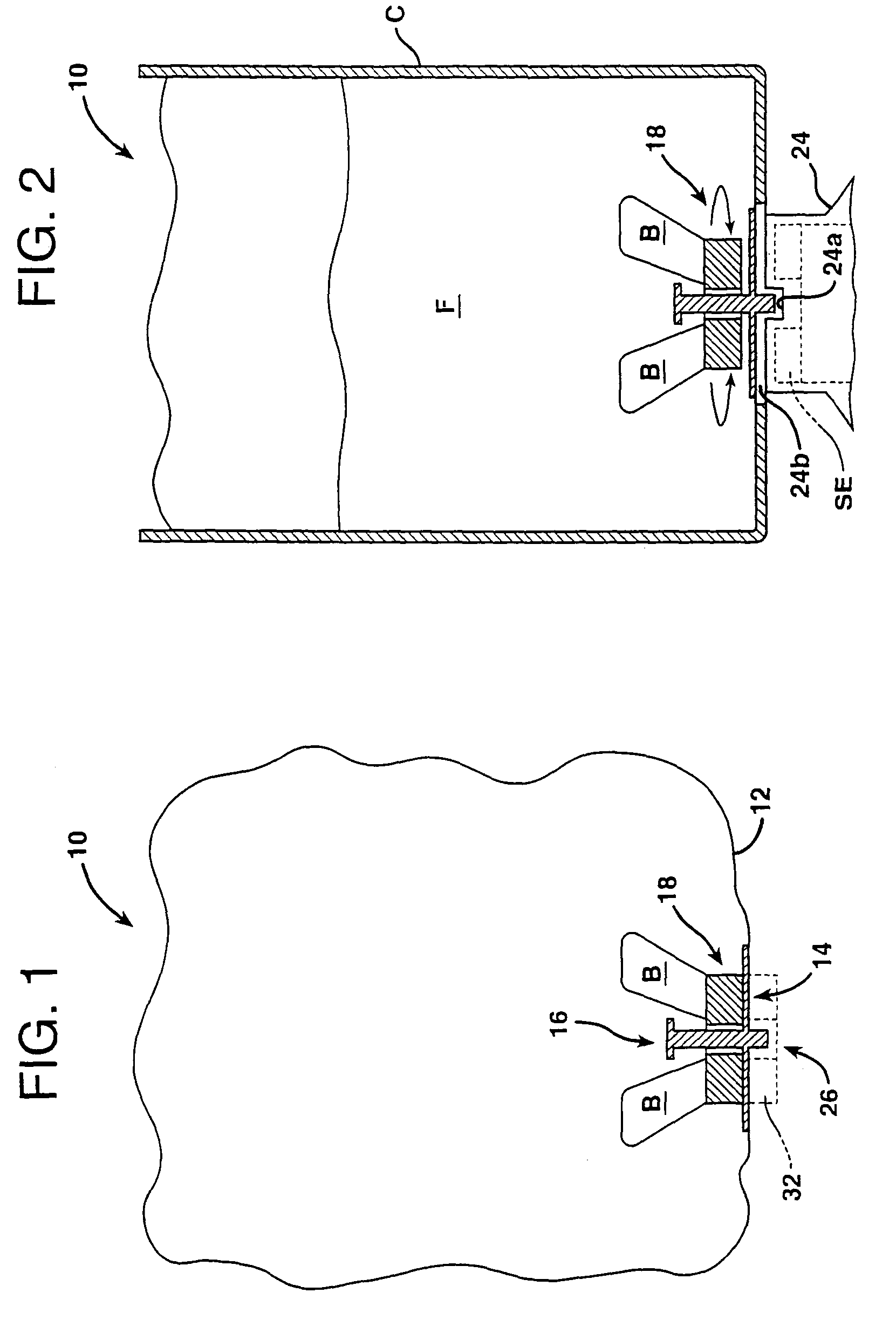 Mixing vessel with a fluid-agitating element supported by a roller bearing