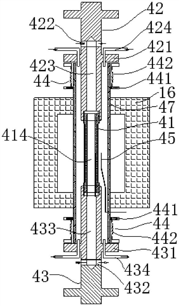 Turbine blade forming material long-time service condition simulation test device