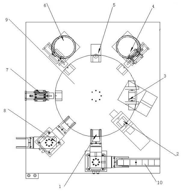 Equipment for eight assembly processes of junction box and assembly method